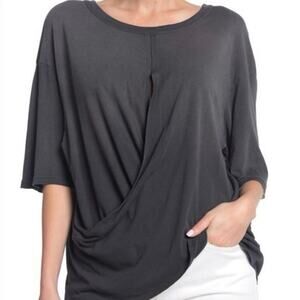 CURRENT/ELLIOT The Draped Tee Top Shirt Washed Black Women’s Sz Large - NWT